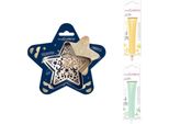 Set Di Biscotti A Forma Di Stella In Rilievo + 2 Penne Di Cioccolato Giallo Pastello E Verde Acqua