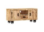 The Living Store Mobile Tv Legno Di Mango Grezzo 110X30X50 Cm