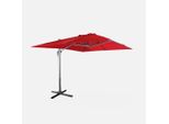 Ombrellone 3X4M Rettangolare Decentrato In Alluminio , Rosso