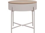 Tavolino Sisco, Tavolo Angolare Ø40Cm Beige, Grigio.