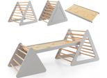 Costway 3 In 1 Triangolo Di Arrampicata & Scala & Scivolo, Struttura Di Arrampicata Con Rampa Bifacciale, Triangolo A Pioli Per Arrampicarsi E Scivolare, Per Bambini Dai 3 Anni (Grigio + Natura)