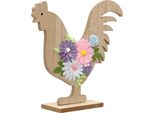 Statuetta Pasquale Gallo Su Supporto In Legno 20 Cm