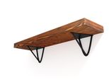Mensola Da Parete In Legno Noce Rustico Con Supporto In Metallo Nero - 80×25×5 Cm - Mensola Galleggiante Fino A 50 Kg
