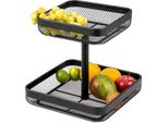 Eluno Fruttiera Quadrata A 2 Livelli / Cesto Per Il Pane, Fruttiera, Cesto Per La Frutta In Metallo Nero
