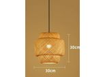 Lampada A Sospensione In Bambù, Design Lavorato A Mano, Attacco E27, 30 Cm, Senza Lampadina