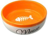 Ciotola In Ceramica Magic Cat Bianco/Arancio Meow 13,4 X 4 Cm 170 Ml