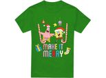 Spongebob Squarepants - Maglietta Da Uomo "Make It Merry"" - Design Natalizio TV6337 (S) (Verde Irlandese)"