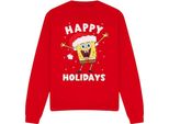 Spongebob Squarepants - Felpa "Happy Holidays"" Per Uomo/Donna Unisex - Design Natalizio TV12695 (Xl) (Rosso)"