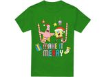 Spongebob Squarepants - Maglietta Da Uomo "Make It Merry"" - Design Natalizio TV6337 (Xl) (Verde Irlandese)"