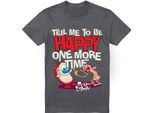 Ren & Stimpy - Maglietta "Tell Me To Be Happy"" Da Uomo TV6507 (M) (Carbone)"