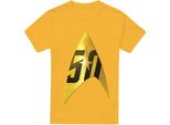 Star Trek - Maglietta "50Th Anniversary Delta"" Da Uomo TV13728 (L) (Oro)"