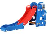 Happyment Scivolo 3 In 1 Con Canestro - Scivolo Pieghevole Per Bambini Per Interni Ed Esterni - Giocattolo Sicuro Per Bambini (1-6 Anni) - Blu E Rosso