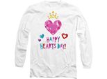 Disney Princess - Maglietta "Happy Hearts Day"" Per Bambini/Donne Unisex - Valentinstag TV14212 (Xl) (Weiß)"