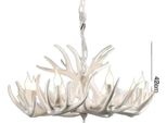 Lampadario, Design Moderno In Corno Di Resina, Dimmerabile E Compatibile Con I Led, Bracci 9X3 Bianchi, Luce Calda Led