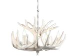 Lampadario Dal Design Moderno In Corno Di Resina, Dimmerabile E Compatibile Con I Led, Bracci Bianchi 6X3, Luce Calda Led