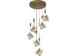 Lampada A Sospensione, Design Moderno, Accensione Led Multicolore, 6 Teste Rotonde, Luce Calda