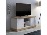 Mobile Porta Tv Colore Pino Bianco E Rovere Vano A Giorno E 2 Ante Scorrevoli Anthonyiii 145X46X60H