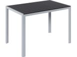 Tavolo Da Giardino In Alluminio 110X70X73Cm - Grigio - Piano In Wpc Effetto Legno - Rettangolare - Resistente Alle Intemperie - Outdoor - Per Giardino, Terrazza E Balcone