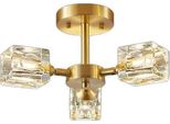 Lampada A Sospensione, Design Moderno, Compatibile Con I Led, 3 Teste-Oro, Luce Calda