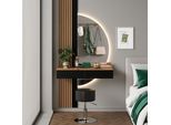 Vicco Tavolo Da Toeletta Melina, 100 Cm Con Specchio Led E Sgabello, Quercia/Nero