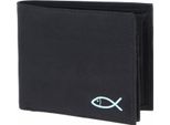 Oxmox Portafoglio New Cryptan Rfid Protect QuerscheinböRse Freedom Fish Print Cyan Black Nero