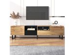 Aiorber Moderna Credenza Tv 190 Cm In Nero E Legno Con Ante, Cassetti, Ampio Spazio Di Archiviazione E Struttura Robusta - Legno Nero