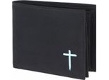 Oxmox Portafoglio New Cryptan Rfid Protect QuerscheinböRse Freedom Cross Print Cyan Black Nero