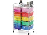 Carrello Costway Con 15 Cassetti, Carrello A Cassetti Con Struttura In Metallo E Ripiano, Carrello Portaoggetti Per Bagno, Arcobaleno