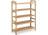 Scarpiera Costway Per 15 Paia Di Scarpe, Scarpiera A 5 Livelli, Supporto Per Scarpe, Organizzatore Di Scarpe, Contenitore Per Scarpe In Bambù 67X26.5X96.5Cm