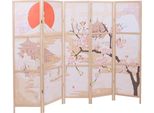 Schermo HWC-O70, Schermo Divisorio Per Ambienti Con Motivi Naturali In Legno Mvg In Polietilene 170X227Cm ~ Fiori Di Ciliegio