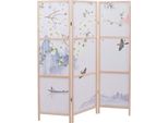 Schermo HWC-O70, Divisorio Per Ambienti Con Motivi Naturali In Legno Mvg In Polietilene 170X137Cm ~ Paesaggio Fluviale