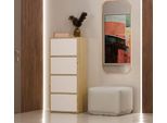 Cassettiera Stretta Con Ante Atalla - Rovere Artigianale / Bianco