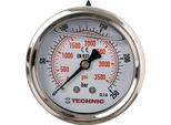 Manometro Tc Technic A Riempimento Di Glicerina, 63 Mm, 0-250 Bar, 3500 Psi, Montaggio Da 1/4