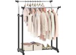 Costway Appendiabiti Su Rotelle, Aste Doppie, Appendiabiti Con Altezza, Appendiabiti A 2 File Regolabile In Altezza 87,5 X 51 X 106-175 Cm
