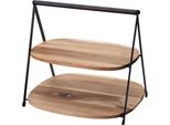 Alzata Da Portata A 2 Ripiani Excellent Houseware, Legno, 27X25X25 Cm, Marrone