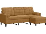 Vidaxl Divano A 3 Posti Con Poggiapiedi Marrone 180 Cm In Velluto
