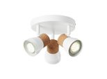 Brilliant Lampe Moka Spotrondell 3Flg Weiß Matt/Braun 3X PAR51, GU10, 10W, Geeignet FüR Reflektorlampen (Nicht Enthalten) KöPfe Schwenkbar