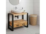 Vidaxl Mobiletto Marrone 71 X 33 X 58 Cm In Legno Massiccio Di Mango