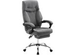 Happyment Sedia Ergonomica Da Ufficio - Con Poggiapiedi - Regolabile In Altezza - Su Rotelle - Per Adulti - Grigio - Tessuto