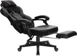 Happyment Gaming Chair Hybrid - Altezza Regolabile - Con Poggiapiedi - Sedia Da Ufficio Ergonomica - - Nero