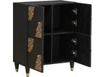 Vidaxl Credenza Con Ripiano Nero 60 X 33 X 75 Cm In Legno Massiccio Di Mango