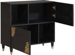 Vidaxl Credenza Con Ripiano Nero 80 X 33 X 75 Cm In Legno Massiccio Di Mango