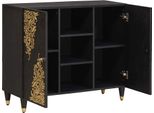 Vidaxl Credenza Con Ripiano Nero 90 X 33 X 75 Cm In Legno Massiccio Di Mango