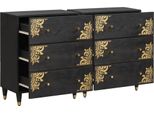 Vidaxl Credenza 2 Pezzi Nero 60 X 33 X 75 Cm Legno Massiccio Mango