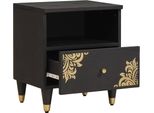 Vidaxl Comodino Nero 40 X 33 X 46 Cm In Legno Massiccio Di Mango