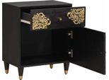 Vidaxl Comodino Con Anta Nero 50 X 33 X 60 Cm In Legno Massiccio Di Mango