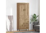 Vidaxl Credenza 2 Pezzi Artigianale-Eiche Engineered Wood Und Glas