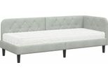 Vidaxl Struttura Letto Ad Angolo Con Materasso Grigio Chiaro 80 X 200 Cm In Velluto