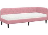 Vidaxl Struttura Letto Ad Angolo Con Materasso E Testiera Rosa 80 X 200 Cm In Velluto