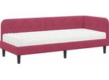 Vidaxl Struttura Letto Ad Angolo Con Materasso Rosso Vino 80 X 200 Cm In Velluto